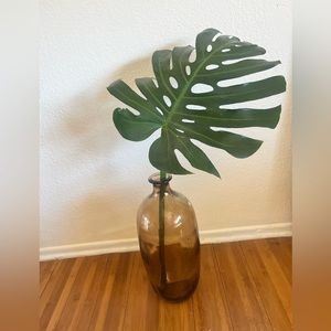 Warm colored glass transparent brown vase